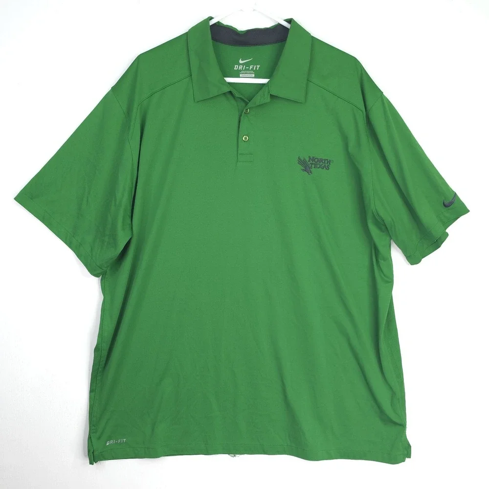 Nike Dri Fit University of North Texas UNT Mean Green Eagles Polo Shirt Mens 2XL